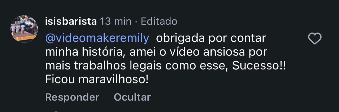 Print de comentário de @isisbarista sobre o trabalho da Emily