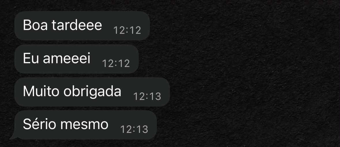 Print de conversa de cliente sobre o trabalho da Emily